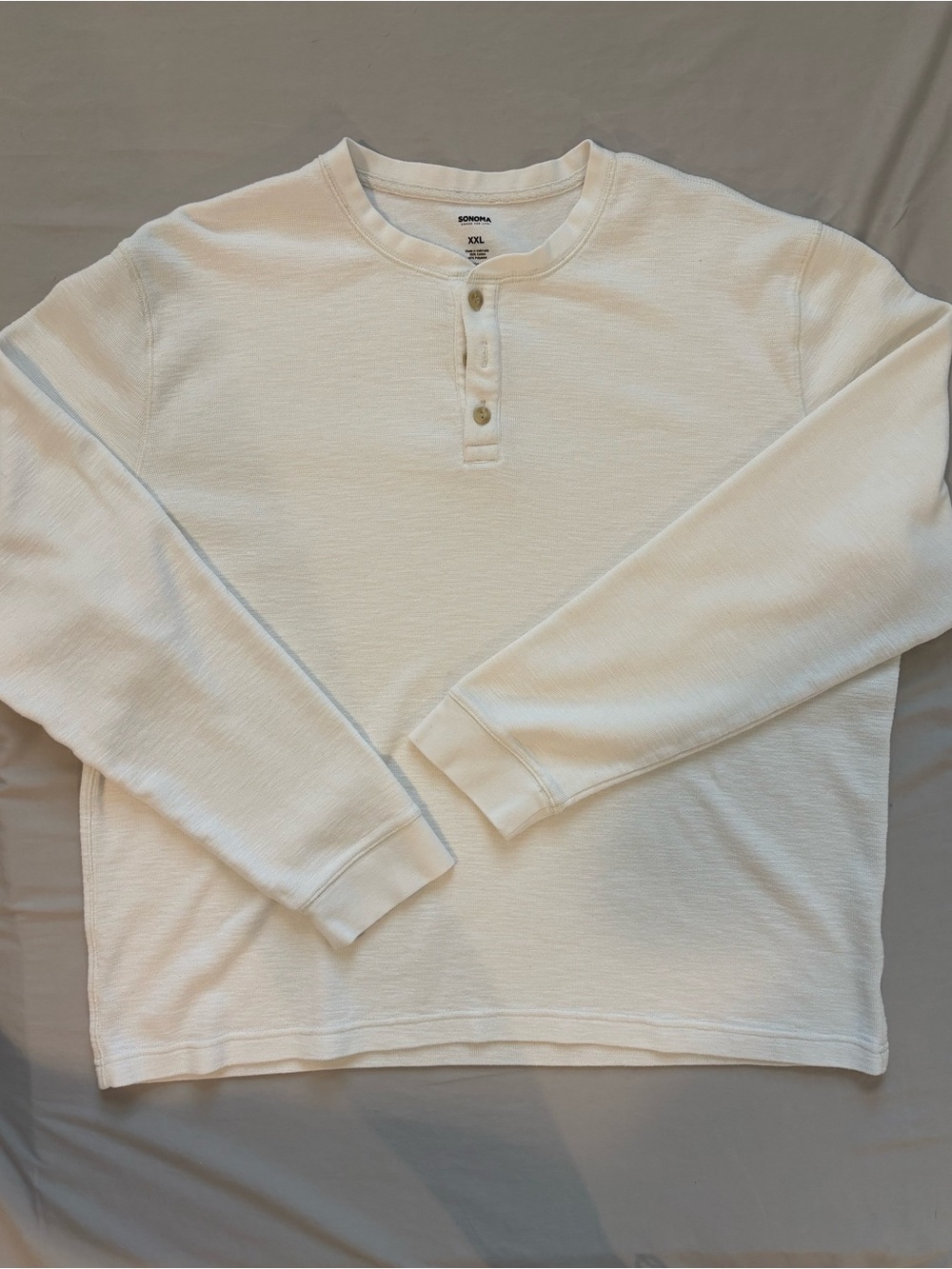 Sonoma Cream/White Long-Sleeve Henley Shirt